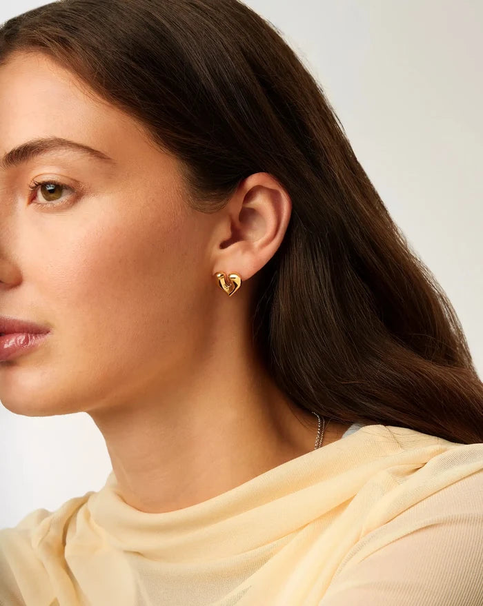 Molten Heart Stud Earrings | 18ct Gold Plated Earrings Missoma