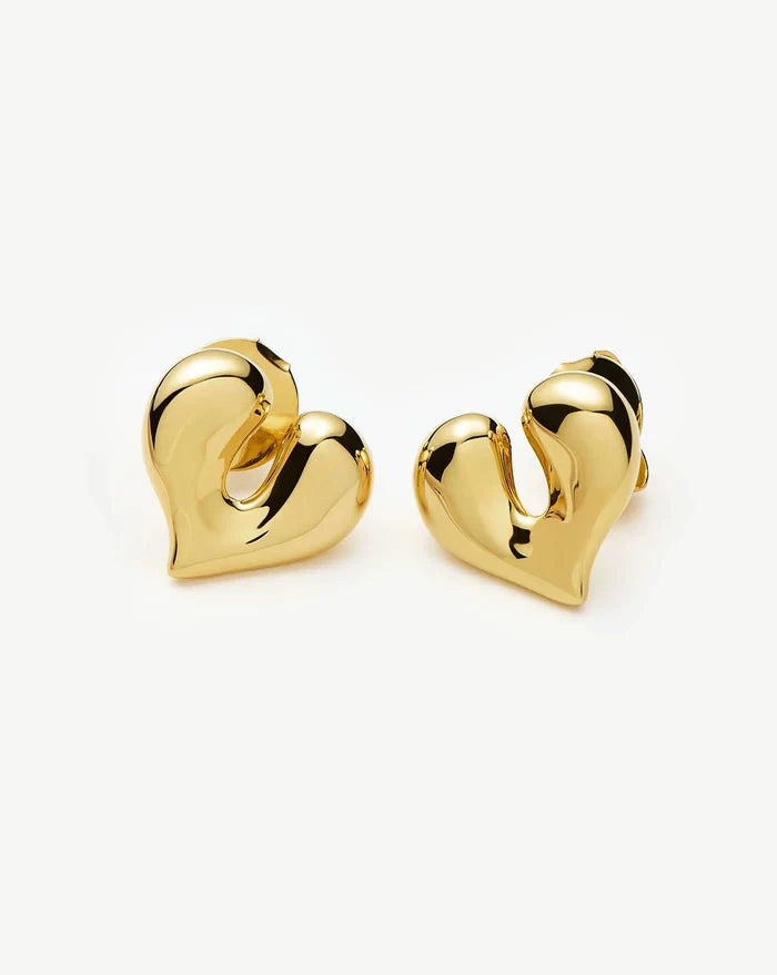 Molten Heart Stud Earrings | 18ct Gold Plated Earrings Missoma