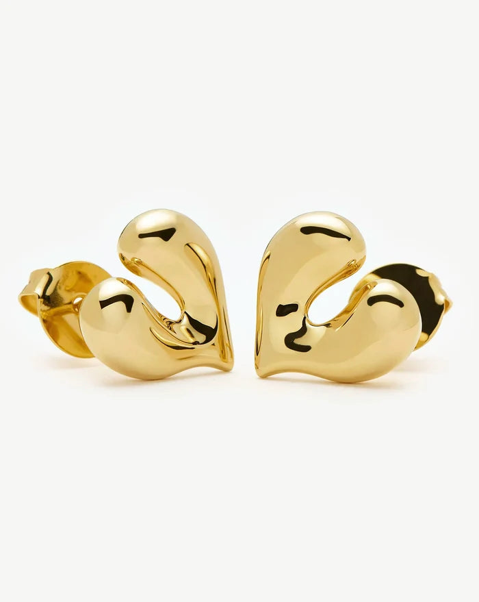 Molten Heart Stud Earrings | 18ct Gold Plated Earrings Missoma