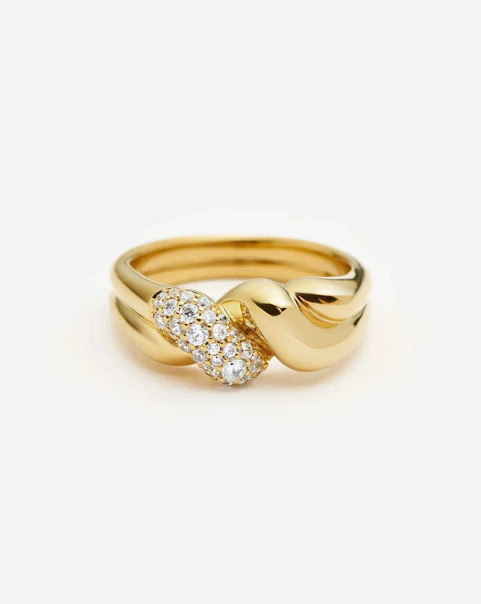 Molten Snow Double Statement Ring | 18ct Gold Plated/Cubic Zirconia Rings Missoma