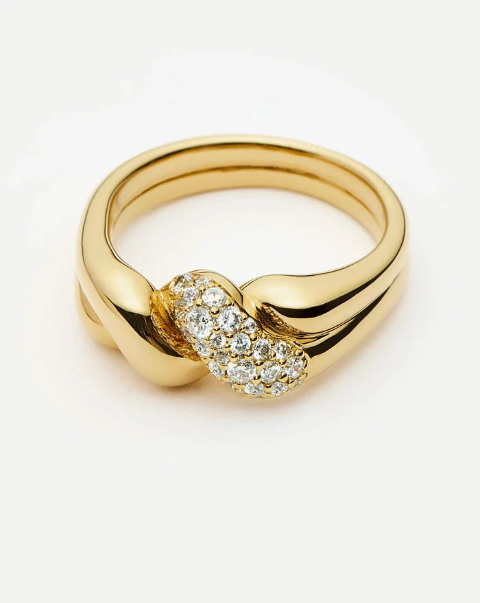 Molten Snow Double Statement Ring | 18ct Gold Plated/Cubic Zirconia Rings Missoma