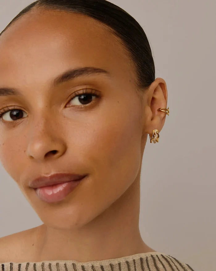Molten Snow Small Hoop Earrings | 18ct Gold Vermeil/Cubic Zirconia Earrings Missoma