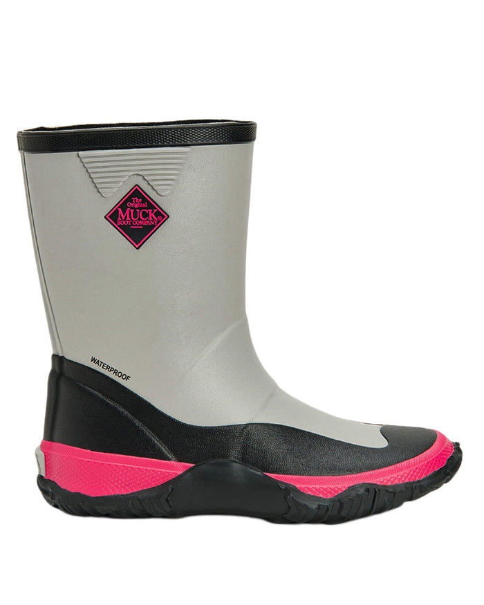 Grey Pink Coloured Muck Boots Childrens Forager Tall Boots on White Background
#colour_grey-pink