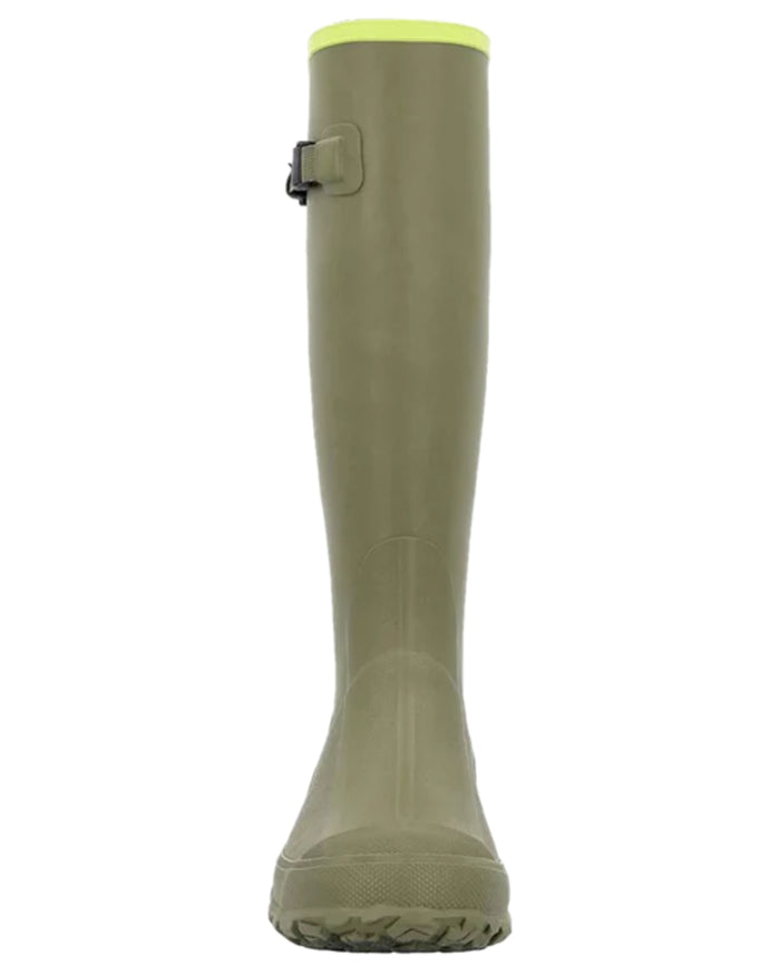 Olive Lime Green Coloured Muck Boots Harvester Tall Boots on white background #colour_olive-lime-green