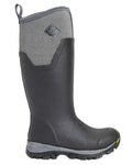 Black Grey Geometric coloured Muck Boots Womens Arctic Ice Tall Wellingtons on white background #colour_black-grey-geometric
