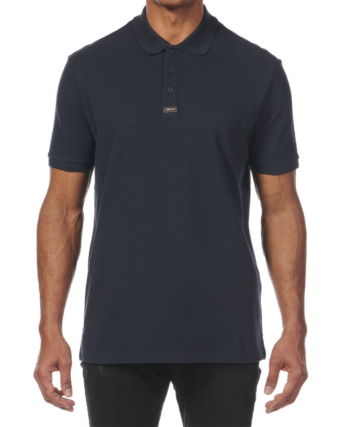Navy coloured Musto Essential Pique Polo Shirt on White background #colour_navy