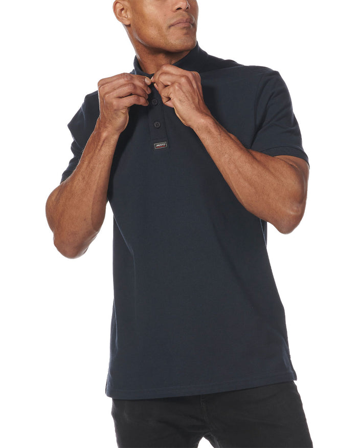 Navy coloured Musto Essential Pique Polo Shirt on White background #colour_navy