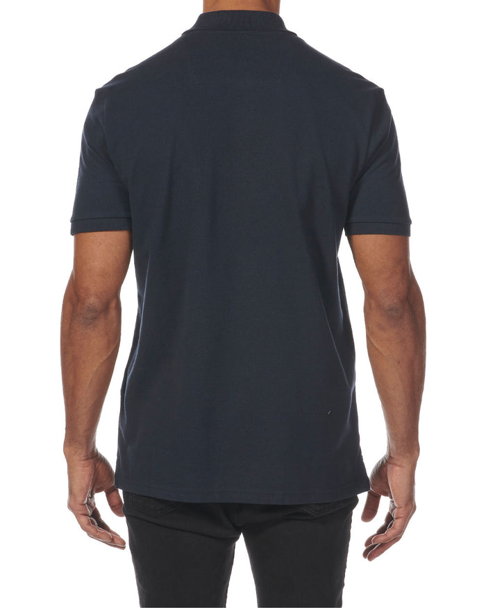 Navy coloured Musto Essential Pique Polo Shirt on White background #colour_navy