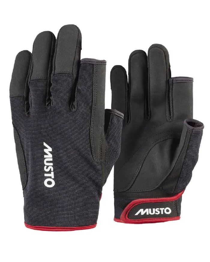 Black Coloured Musto Essential Sailing Long Finger Glove 2.0 on White Background
#colour_black