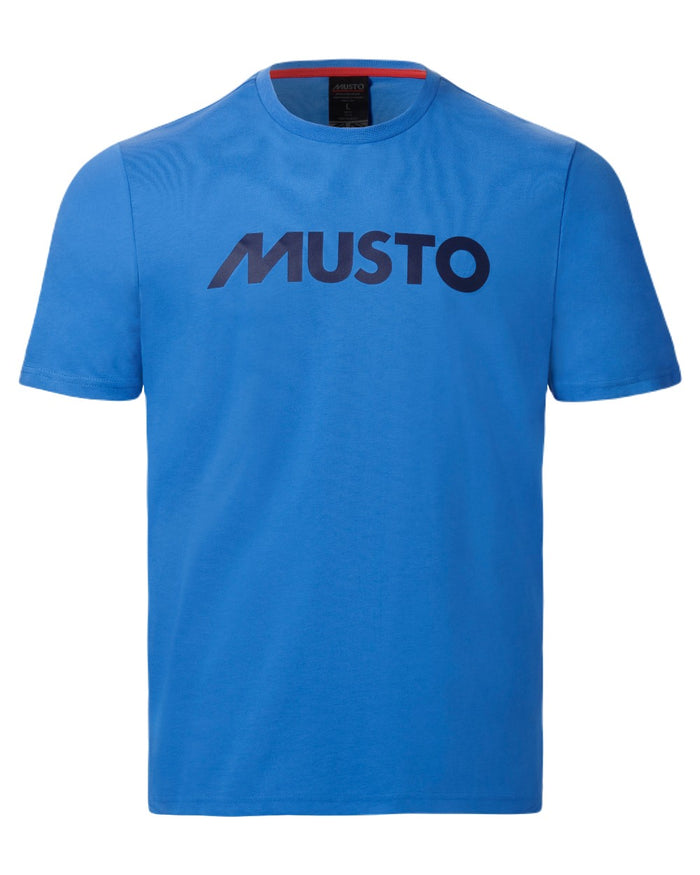 Nebulas Blue Coloured Musto Logo Cotton Tee on White Background
#colour_nebulas-blue