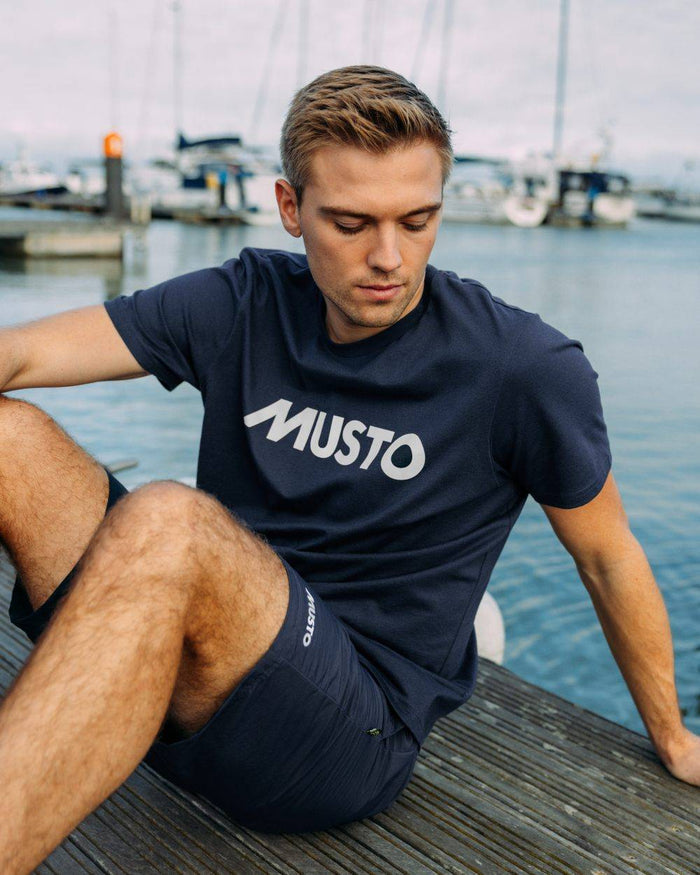 Navy Coloured Musto Logo Tee On A White Background
#colour_navy