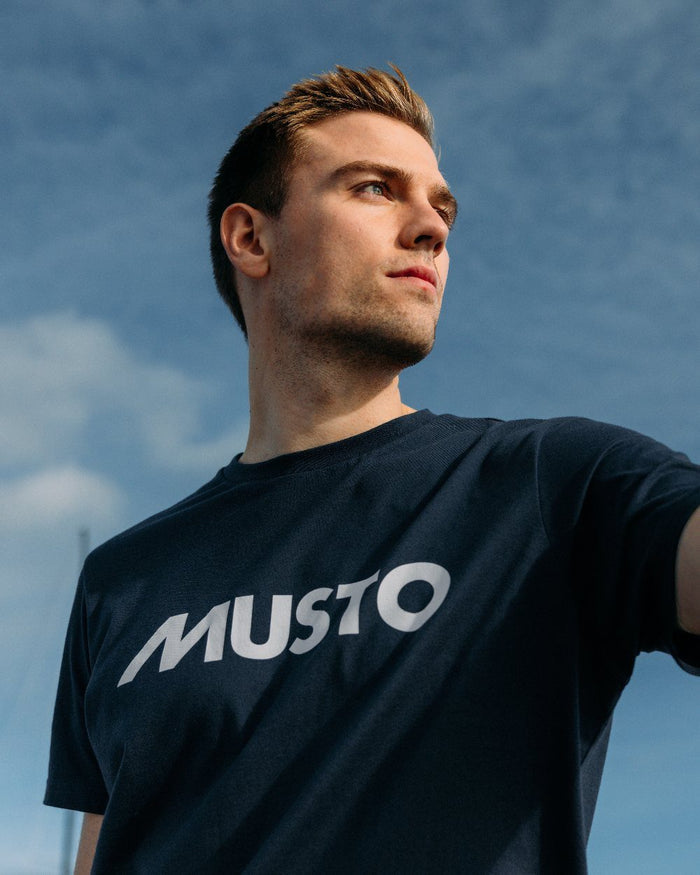 Navy Coloured Musto Logo Tee On A White Background
#colour_navy