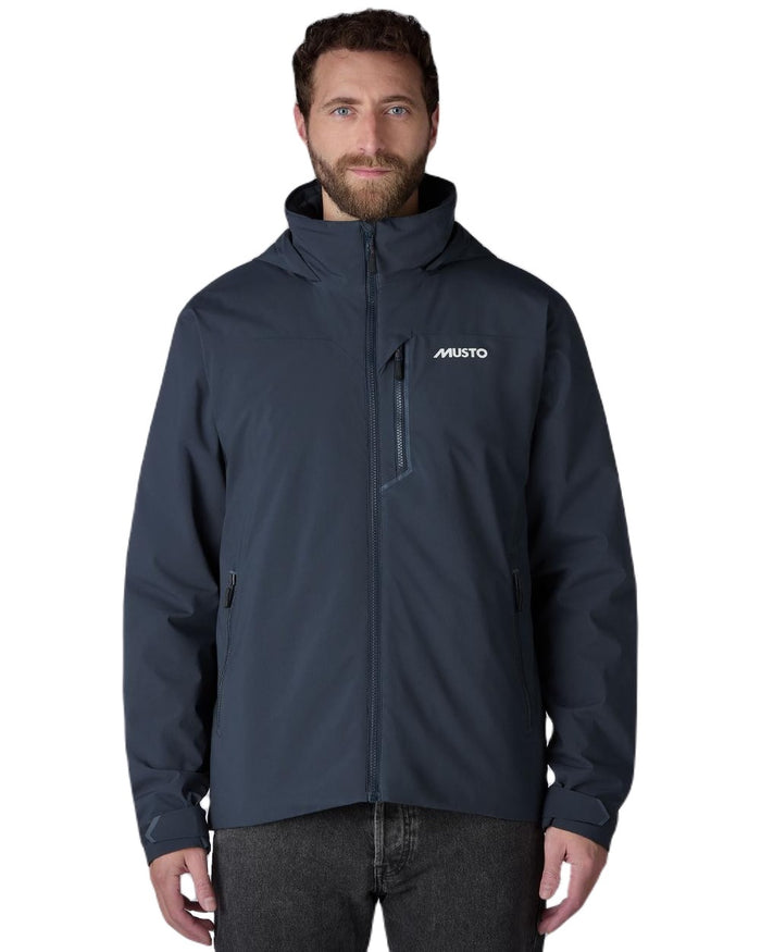 True Navy coloured Musto Mens BR1 Primaloft Midlayer Jacket on white background #colour_true-navy