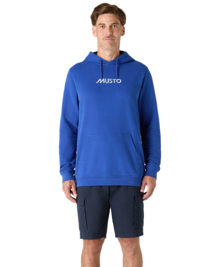 Mazarine Blue coloured Musto Mens Classic Hoodie on white background #colour_mazarine-blue