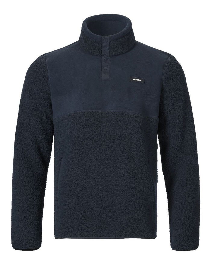 Navy Coloured Musto Mens Cover Deep Pile Fleece Jacket on white background #colour_navy