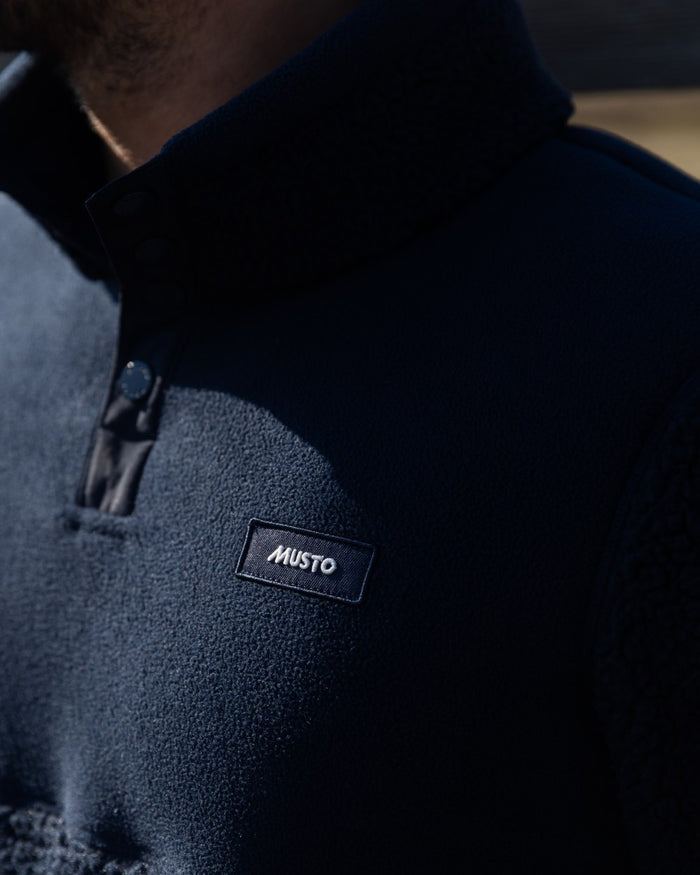 Navy Coloured Musto Mens Cover Deep Pile Fleece Jacket on outdoor background #colour_navy