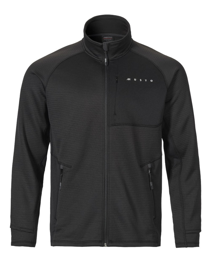 Black Coloured Musto Mens Evo Thermal Tech Fleece Jacket on white background #colour_black