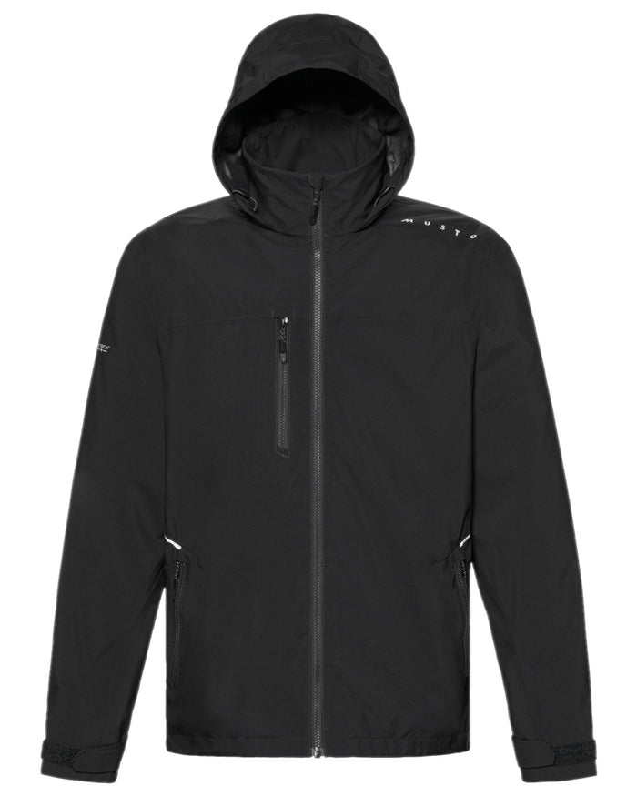 Black Coloured Musto Mens Evo Waterproof Crew Jacket on white background #colour_black