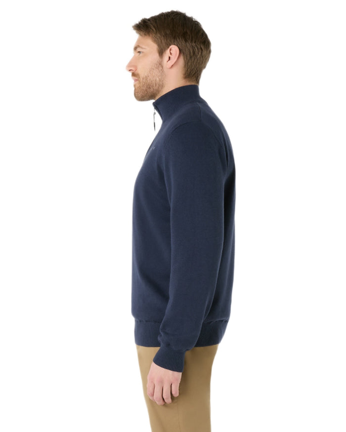 Navy Coloured Musto Mens Evo Windproof Knit Jacket on white background #colour_navy