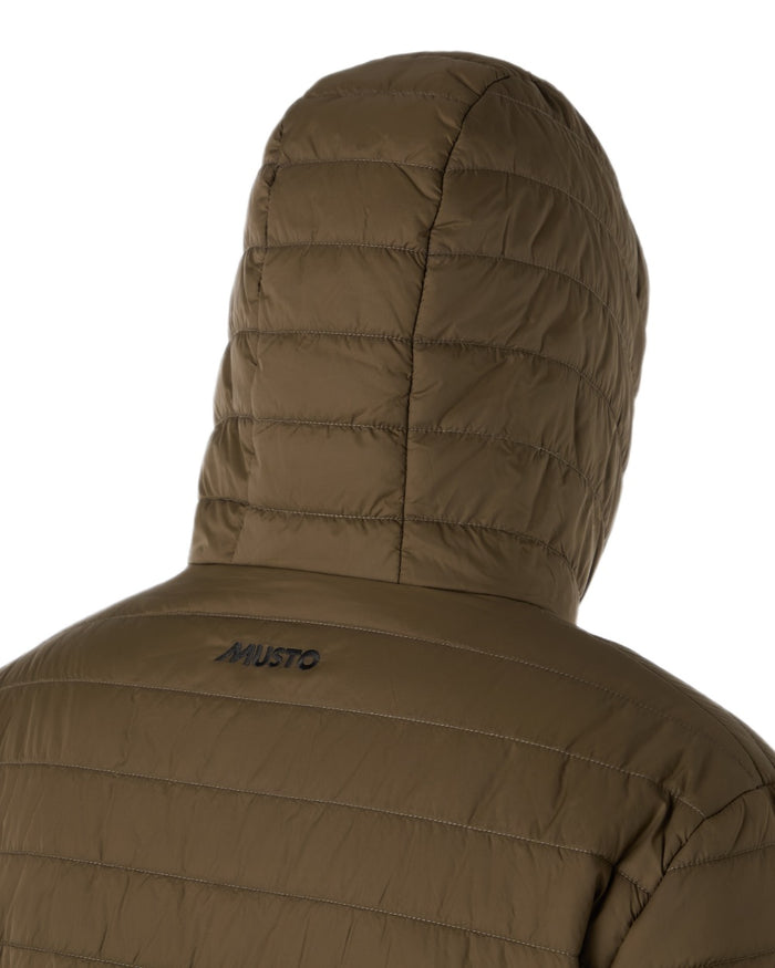 Crocodile Coloured Musto Mens Original Lite Hooded Puffer Jacket on white background #colour_crocodile
