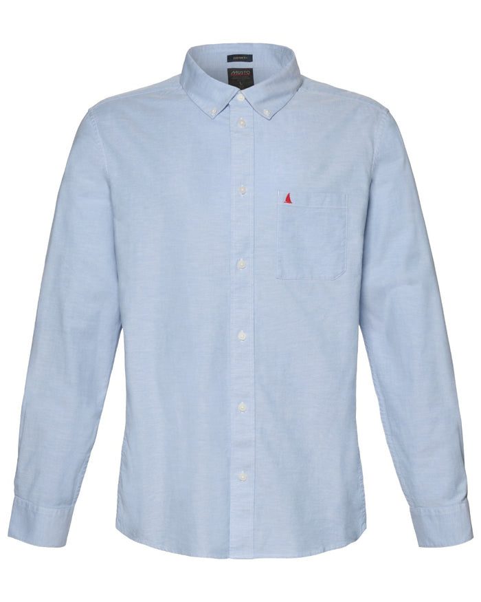 Pale Blue coloured Musto Mens Original Oxford Shirt on white background #colour_pale-blue