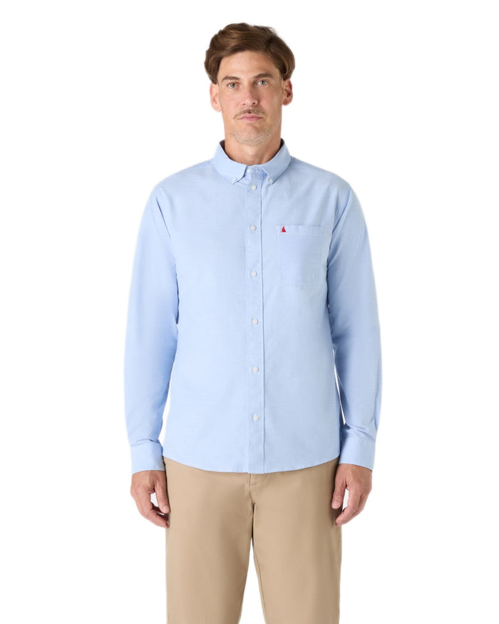 Pale Blue coloured Musto Mens Original Oxford Shirt on white background #colour_pale-blue