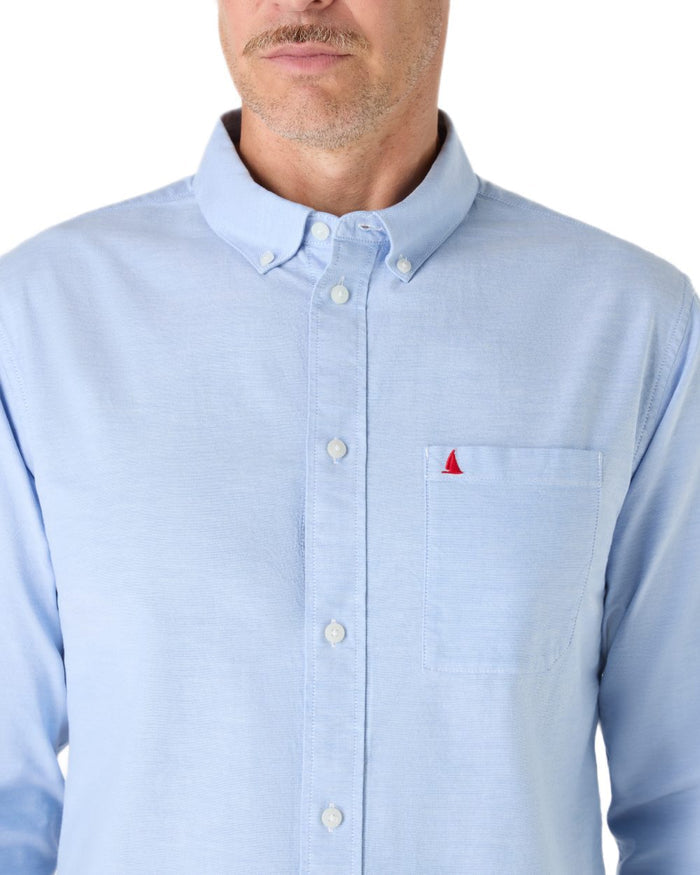 Pale Blue coloured Musto Mens Original Oxford Shirt on white background #colour_pale-blue