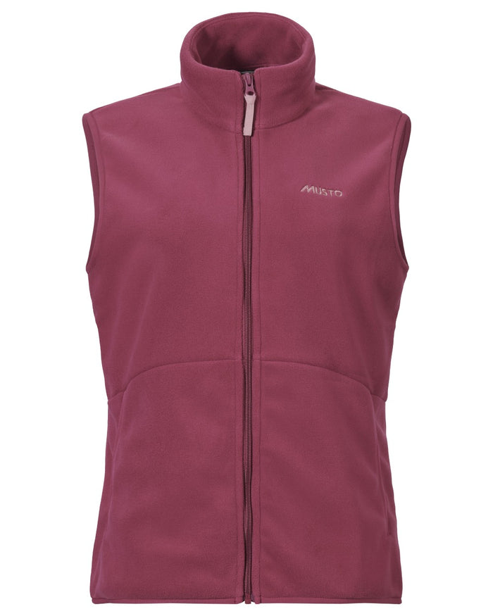 Very Berry coloured Musto Womens Classic Fleece Vest on white background #colour_very-berry