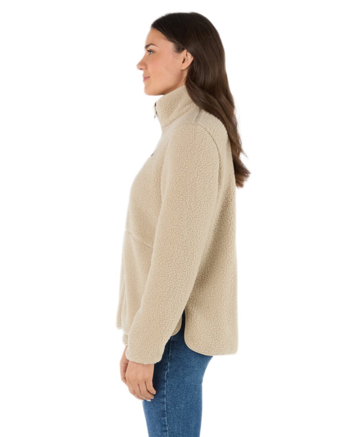Pure Cashmere Coloured Musto Womens Cover Deep Pile Fleece Jacket on white background #colour_pure-cashmere
