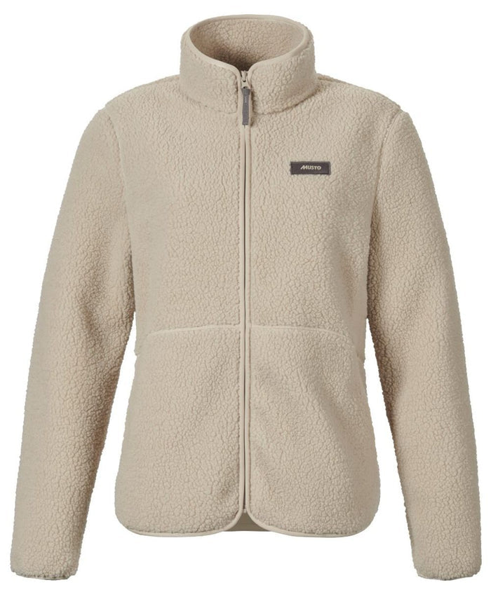 Pure Cashmere Coloured Musto Womens Cover Deep Pile Fleece Jacket on white background #colour_pure-cashmere