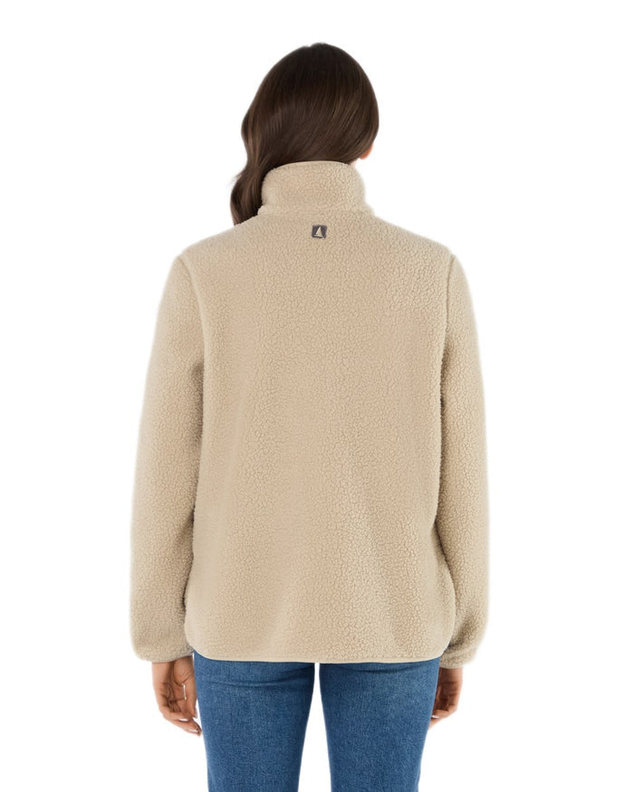 Pure Cashmere Coloured Musto Womens Cover Deep Pile Fleece Jacket on white background #colour_pure-cashmere