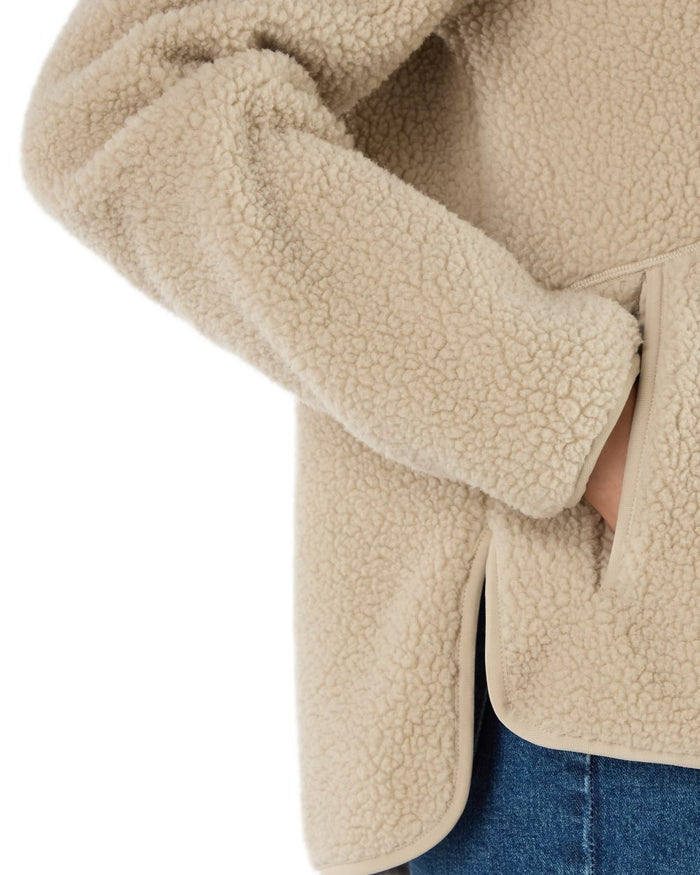 Pure Cashmere Coloured Musto Womens Cover Deep Pile Fleece Jacket on white background #colour_pure-cashmere