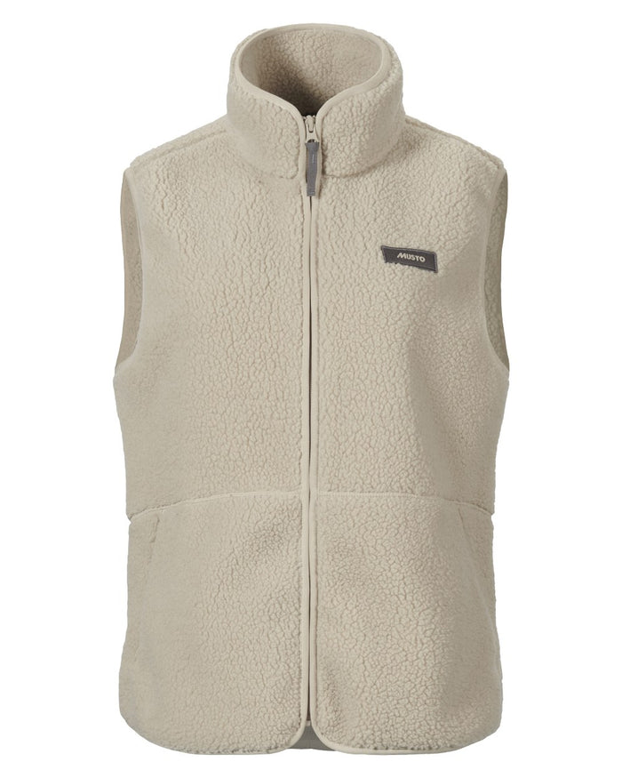 Pure Cashmere Coloured Musto Womens Cover Deep Pile Fleece Vest on white background #colour_pure-cashmere