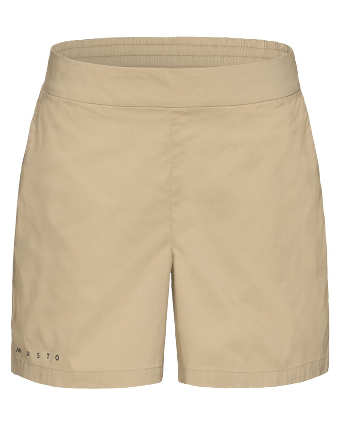 Beige coloured Musto Womens Evo Fast Dry Shorts on white background #colour_beige