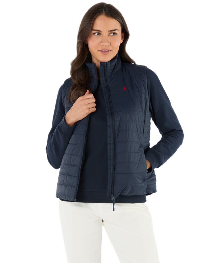 Navy Coloured Musto Womens Original Lite Puffer Vest on white background #colour_navy