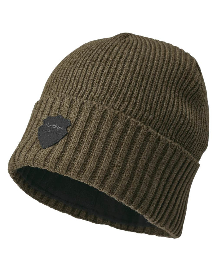 Green coloured Northern Hunting Buk Windstop Beanie on white background #colour_green