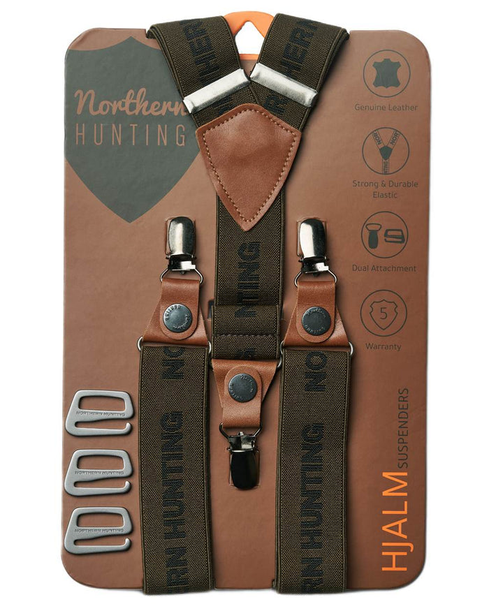 Green coloured Northern Hunting Hjalm Suspenders on white background #colour_green