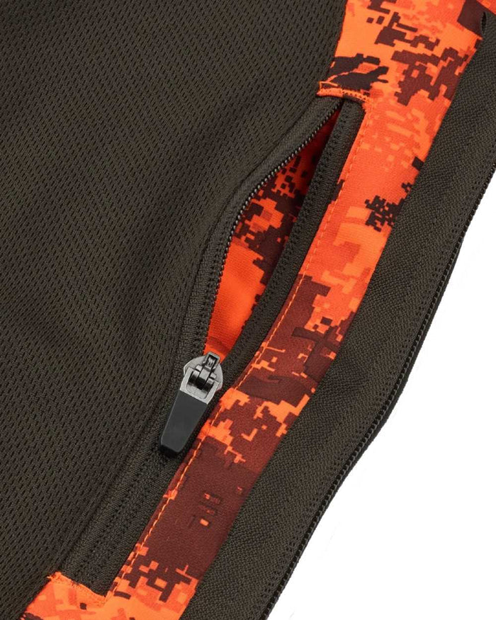 Dark Green Orange Blaze coloured Northern Hunting Mens Falkor Tark Hunting Vest on white background #colour_dark-green-orange-blaze