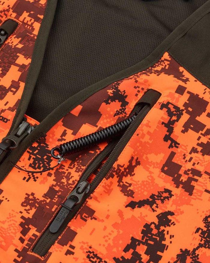 Dark Green Orange Blaze coloured Northern Hunting Mens Falkor Tark Hunting Vest on white background #colour_dark-green-orange-blaze