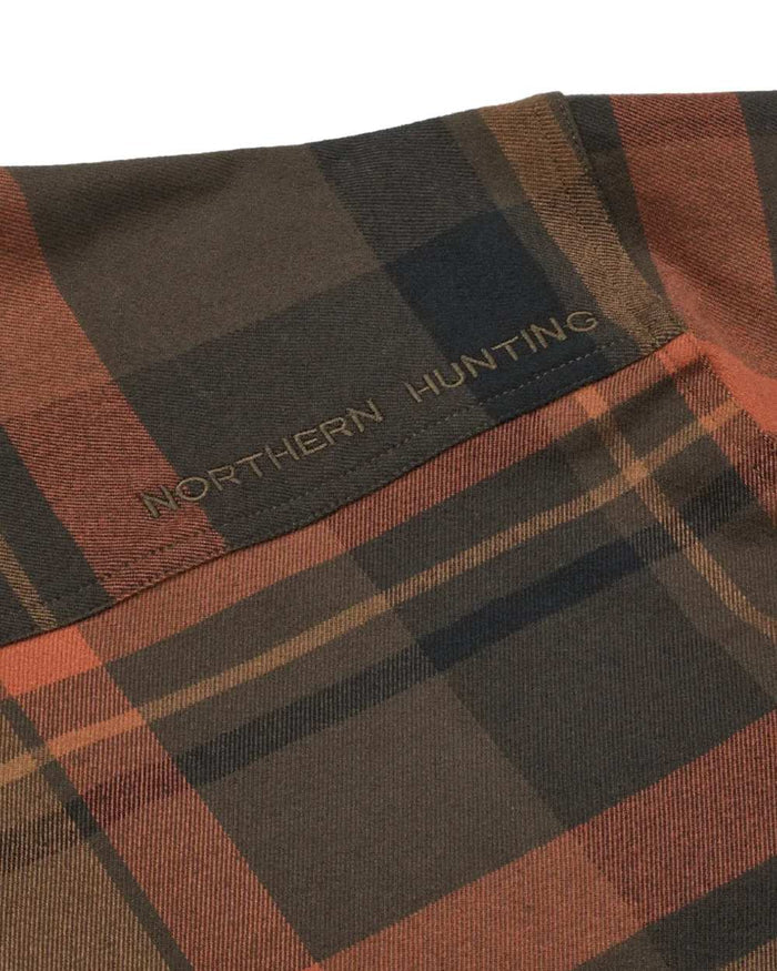 Orange coloured Northern Hunting Mens Fjord Organic Cotton Shirt on white background #colour_orange
