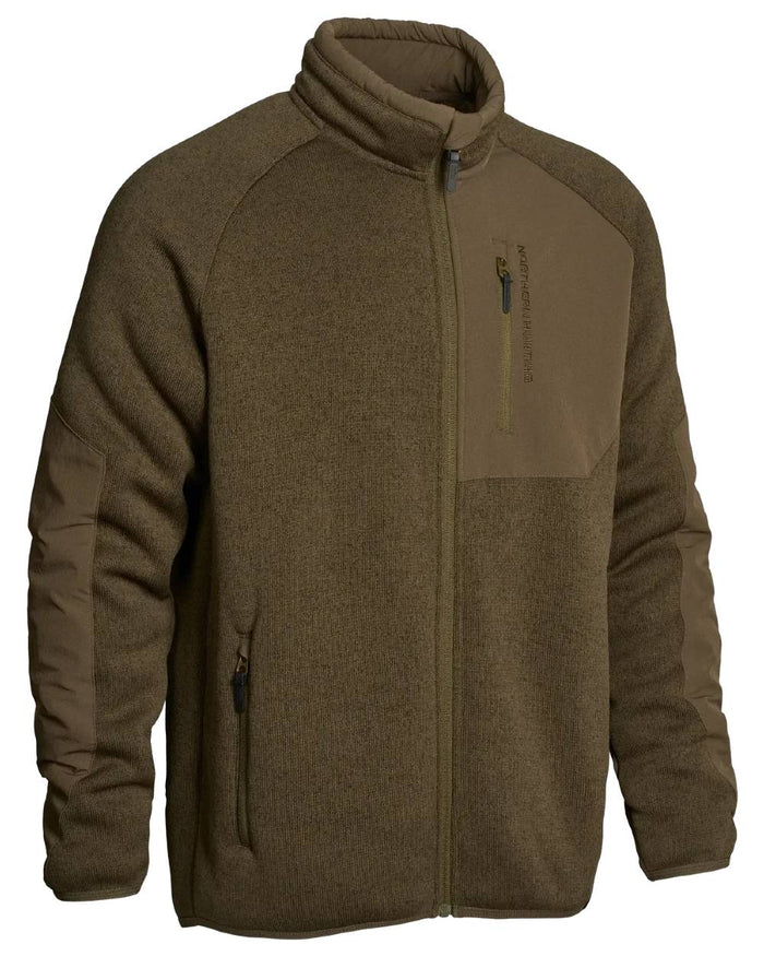 Green coloured Northern Hunting Mens Helge Fleece Jacket on white background #colour_green
