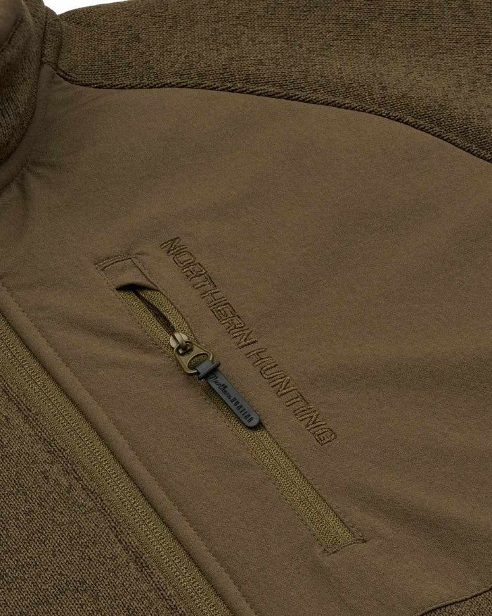 Green coloured Northern Hunting Mens Helge Fleece Jacket on white background #colour_green