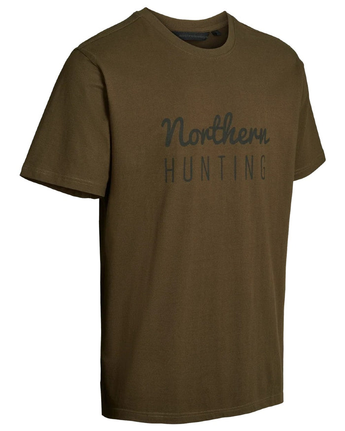 Green coloured Northern Hunting Mens Johan Cotton T-Shirt on white background #colour_green