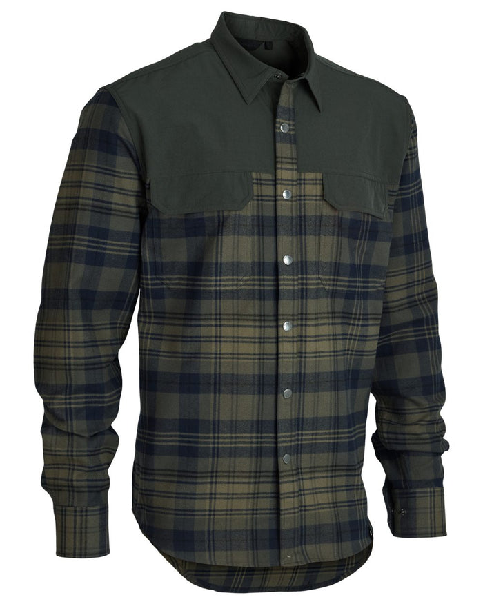Blue coloured Northern Hunting Mens Kjall Cotton Flannel Shirt on white background #colour_blue