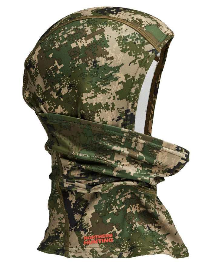 Camo coloured Northern Hunting Olaf Fleece Balaclava on white background #colour_camo