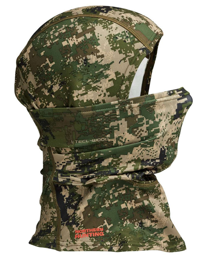 Camo coloured Northern Hunting Olaf Fleece Balaclava on white background #colour_camo