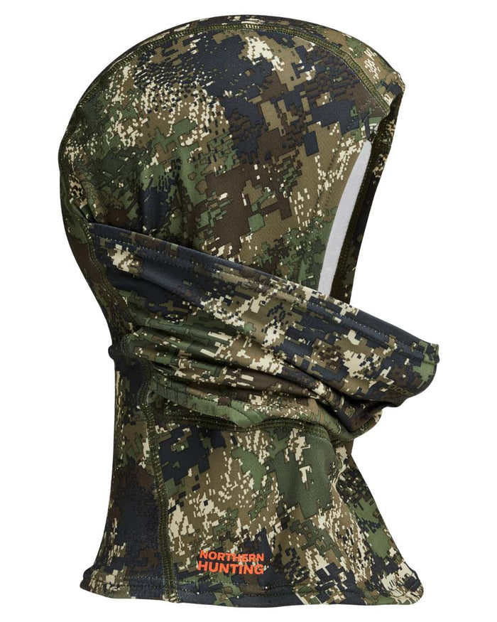 Camo coloured Northern Hunting Olaf Fleece Balaclava on white background #colour_camo