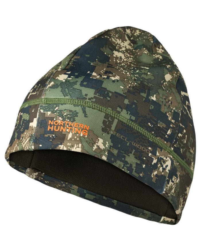 Dark Green Opt2 coloured Northern Hunting Rune Reversible Stretch Beanie on white background #colour_dark-green-opt2