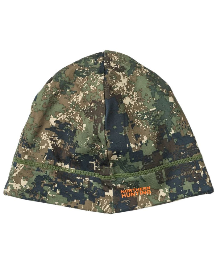 Dark Green Opt2 coloured Northern Hunting Rune Reversible Stretch Beanie on white background #colour_dark-green-opt2