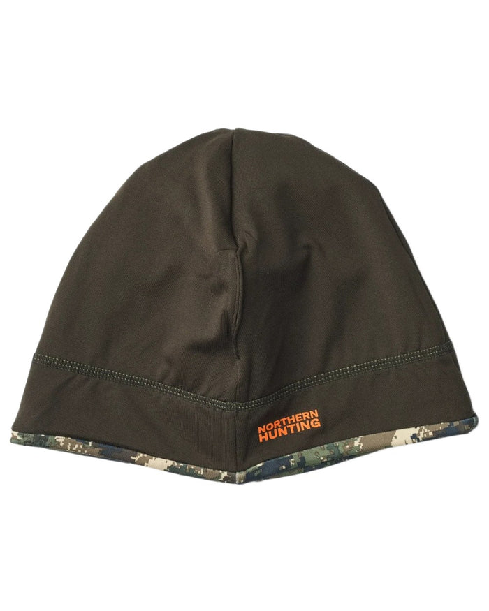 Dark Green Opt2 coloured Northern Hunting Rune Reversible Stretch Beanie on white background #colour_dark-green-opt2